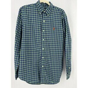 Ralph Lauren Shirt Mens Medium Blue Green Plaid Long Sleeve Button Down Logo